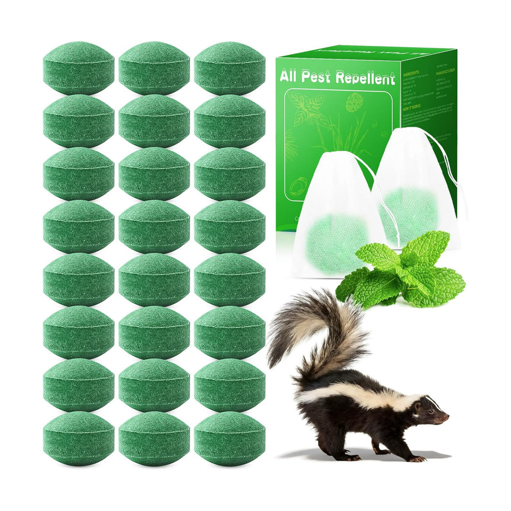 24 Pack Peppermint Oil Raccoon Repellent Outdoor, Natural Skunk Repellent | for Yard Attic Garden House Shed Indoor