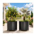 2 Pack Rolling Planter for Tree,Large Metal Tree Pots for Outdoor | 22"x 24" Round Planter Box with 4 Drainage Holes &
