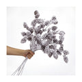 Wavwavw 6 Pcs Snowy Flocked Pinecone Picks 24.8 Inch Artificial Pinecone