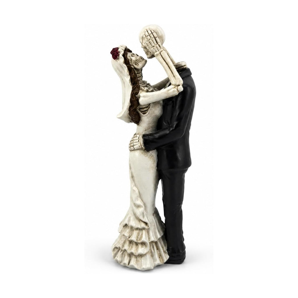 iStatue Skeleton Bride and Groom Figurine Cake Topper, Resin Gothic Wedding Couple Statue for Halloween Day of the Dead Decor | Spooky Romantic Wedding Tabletop Decoration, (Small, Dancing)