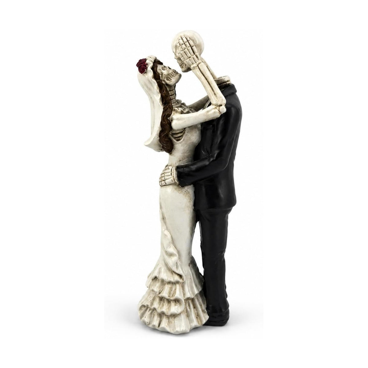 iStatue Skeleton Bride and Groom Figurine Cake Topper, Resin Gothic Wedding Couple Statue for Halloween Day of the Dead Decor | Spooky Romantic Wedding Tabletop Decoration, (Small, Dancing)