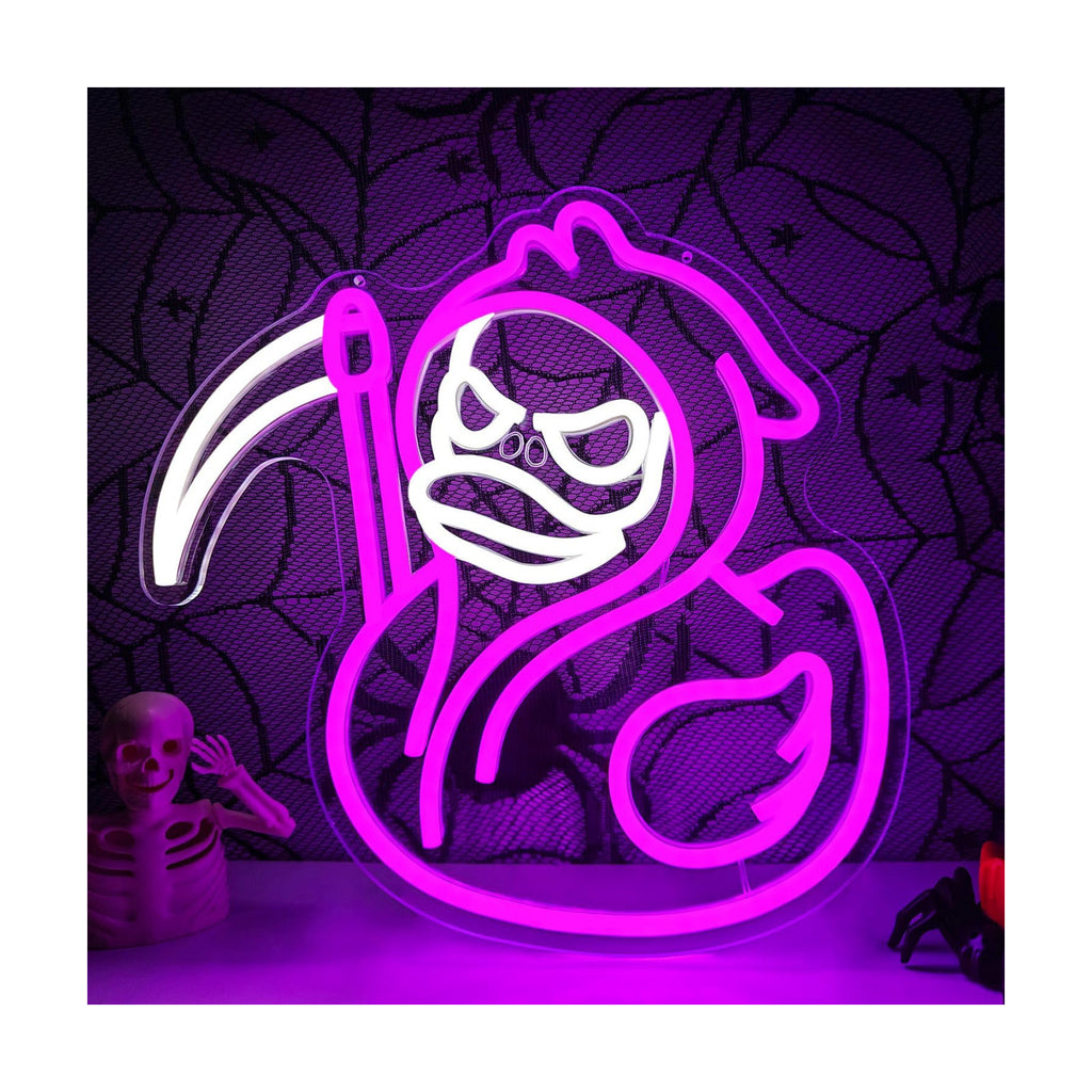Grim Reaper Halloween Neon Sign for Wall Decor Dimmable Halloween Duck Sign