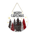 Smile Merry Christmas Round Door Sign White Wreath Trees Gold Glitter Decor