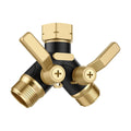 Garden Hose Splitter 2 Way Heavy Duty, Water Hose Bib Splitter with Shutoff Valves, Full Metal Body Y Hose Connector