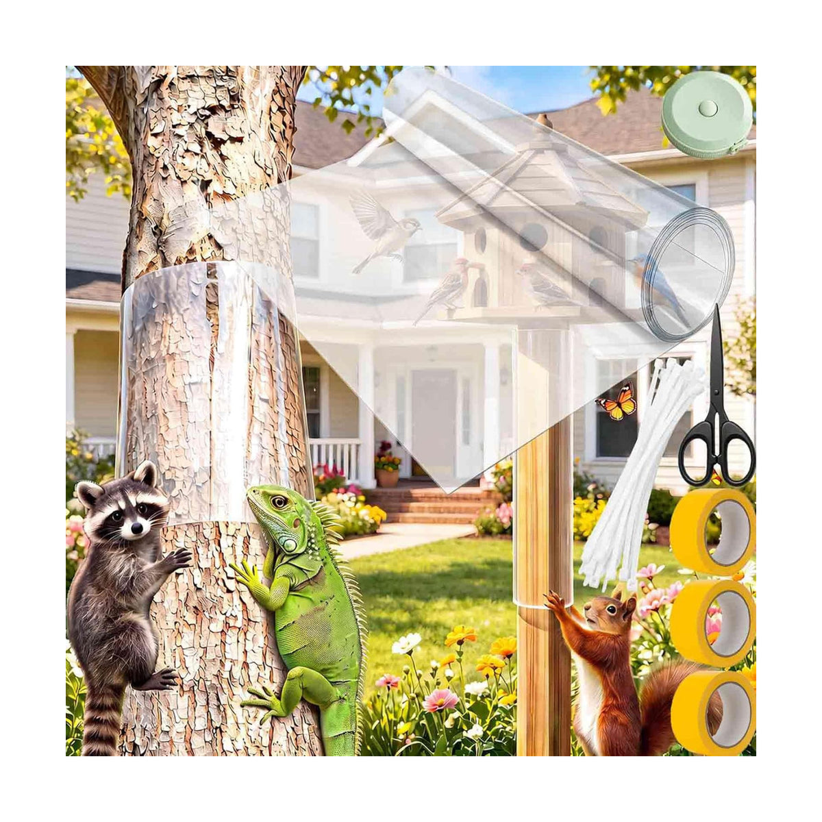 200" Squirrel Baffle for Tree Trunk, Protector Guard for 4x4 Post & Pole