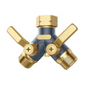Garden Hose Splitter 2 Way Heavy Duty, Water Hose Bib Splitter with Shutoff Valves, Full Metal Body Y Hose Connector