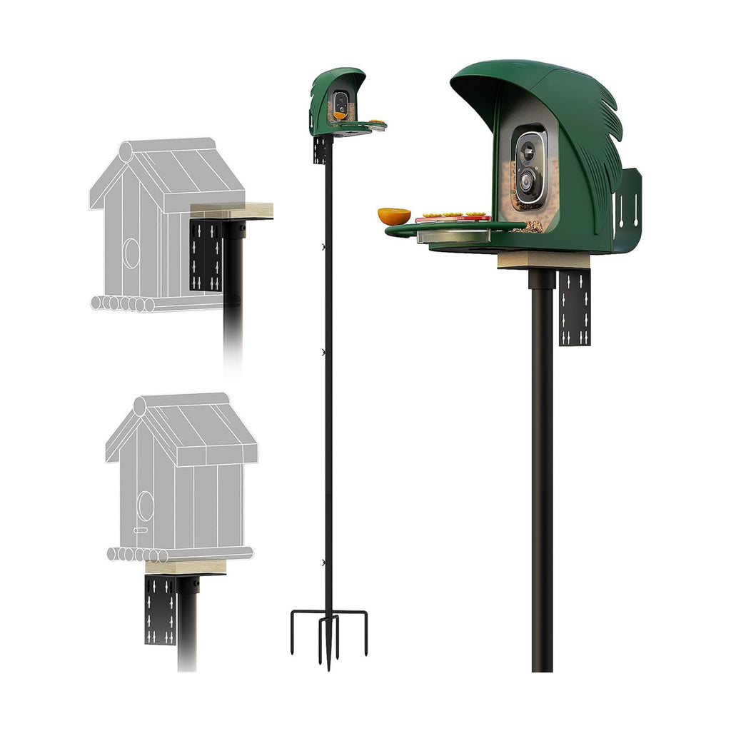 76'' Inch Heavy-Duty Bird Feeder Pole,1'' Thick Rustproof, Adjustable Height,Universal Mount Kit for Bird Feeder Cameras&Houses (Adapter Included)