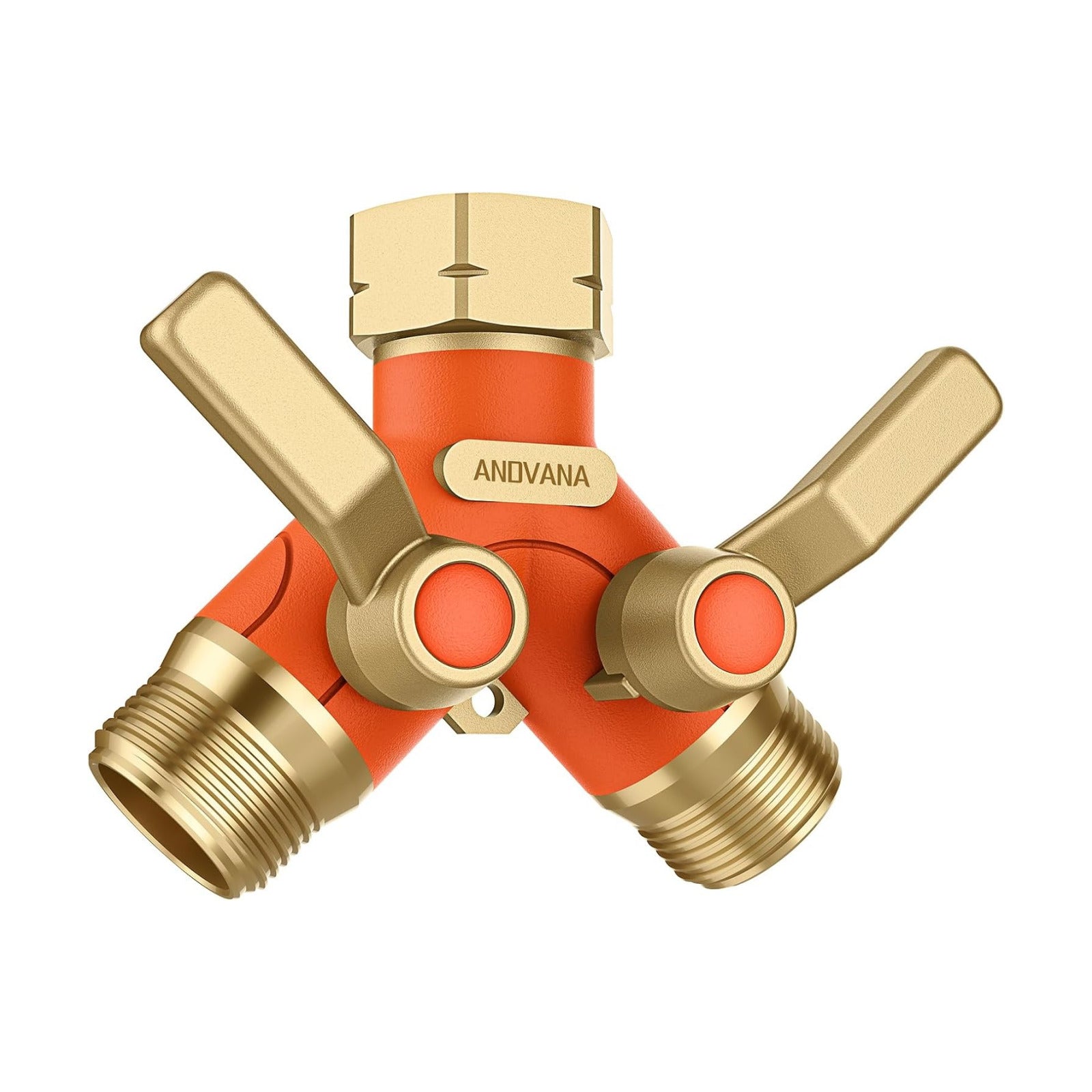 Hose Splitter 2 Way Heavy Duty, Garden Hose Splitter- Full Metal Body Y Type with Dual Shut Off Valves, 3/4" Standard