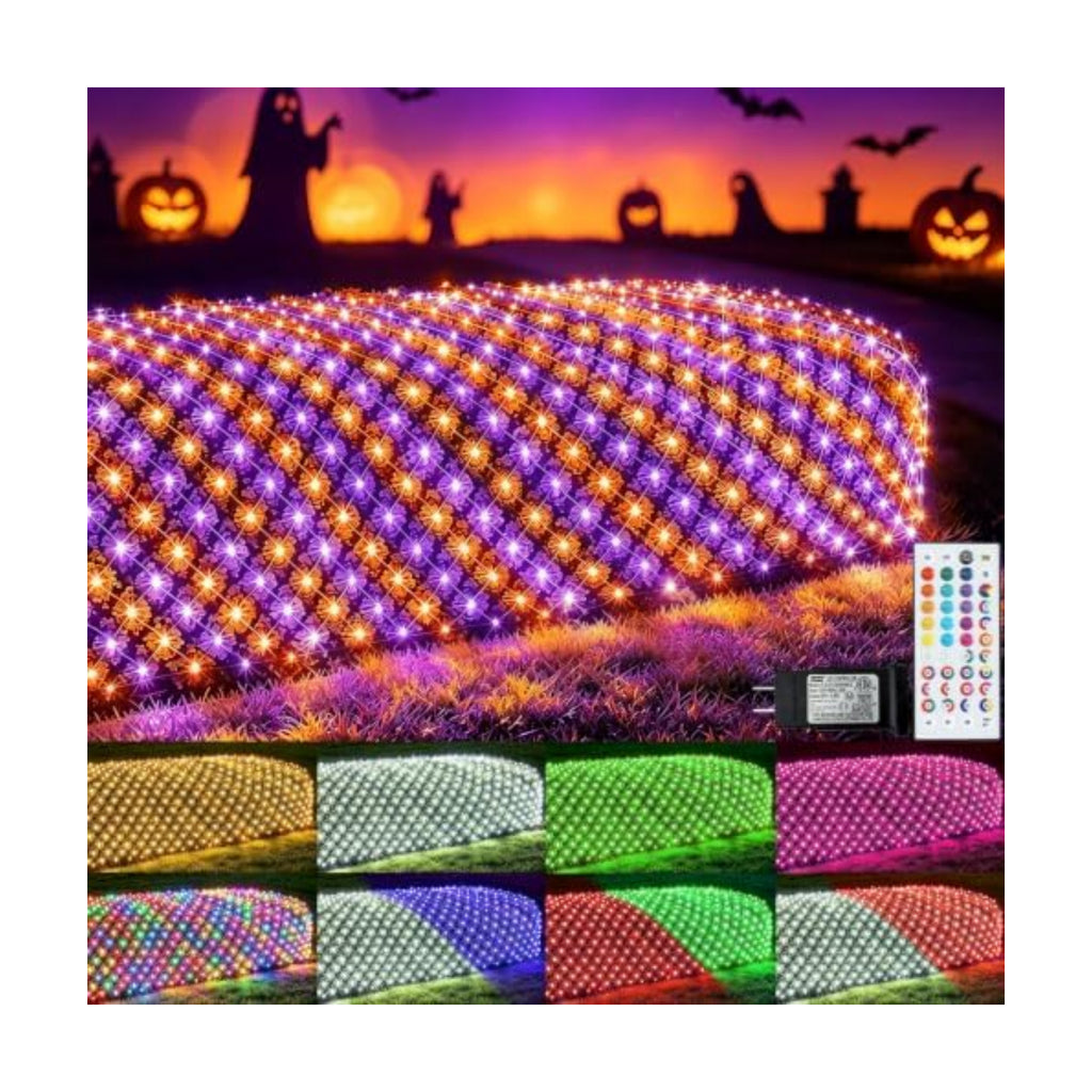 Pooqla RGB Christmas Net Lights Outdoor Mesh Lights 14.8x4.9 ft Clear Wire