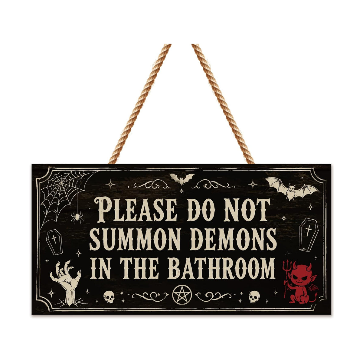 Halloween Decorations - Funny Wooden Sign for Wall Home Door Bathroom