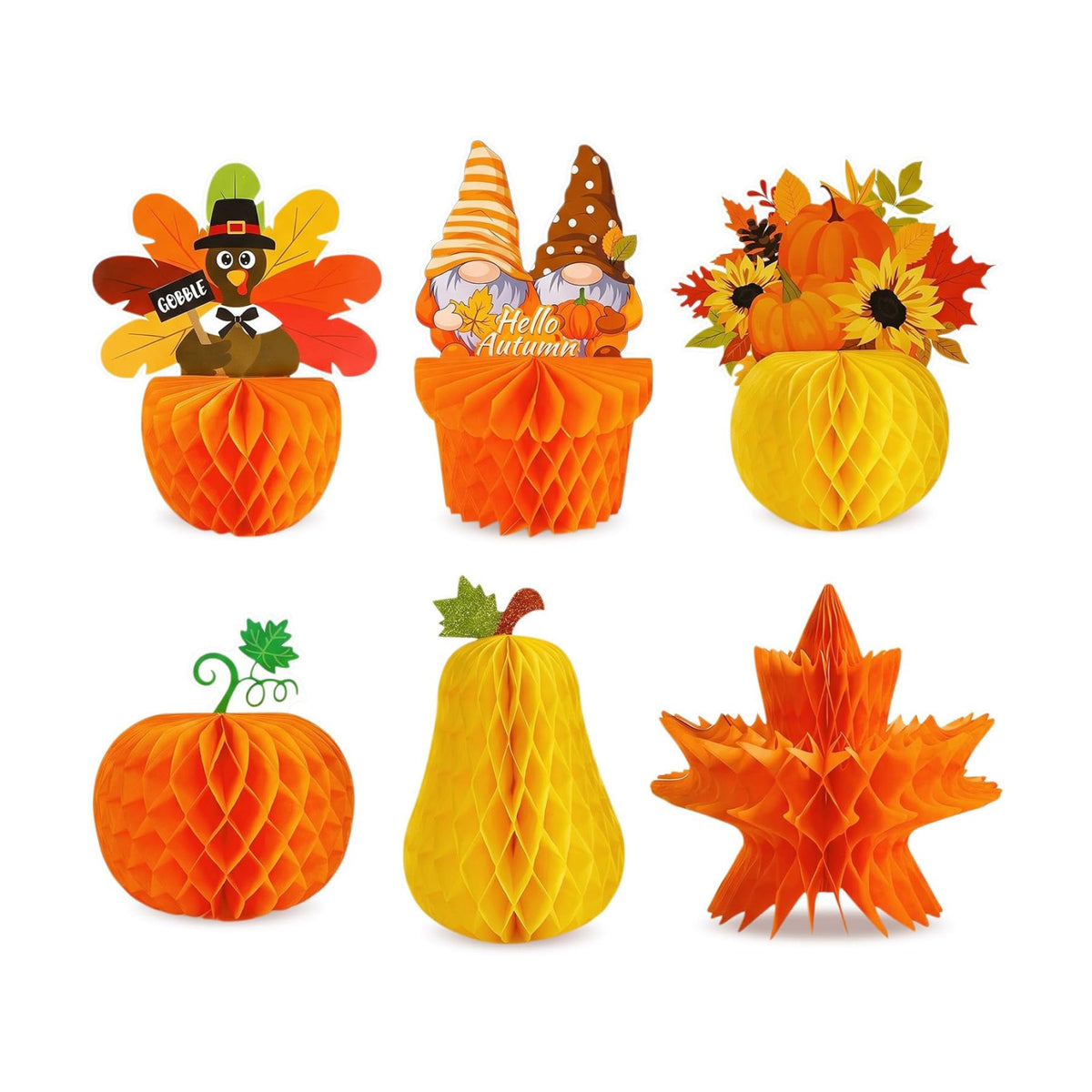 6Pcs Fall Table Honeycomb Centerpieces Thanksgiving Home Decor