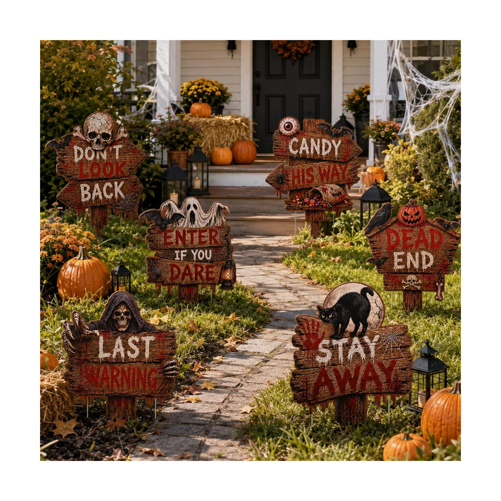 Halloween Yard Signs Decorations, Outdoor Scary Grave Beware Stakes Outside