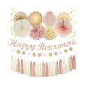 Champagne Gold Beige Happy Retirement Banner Party Decorations Burgleda
