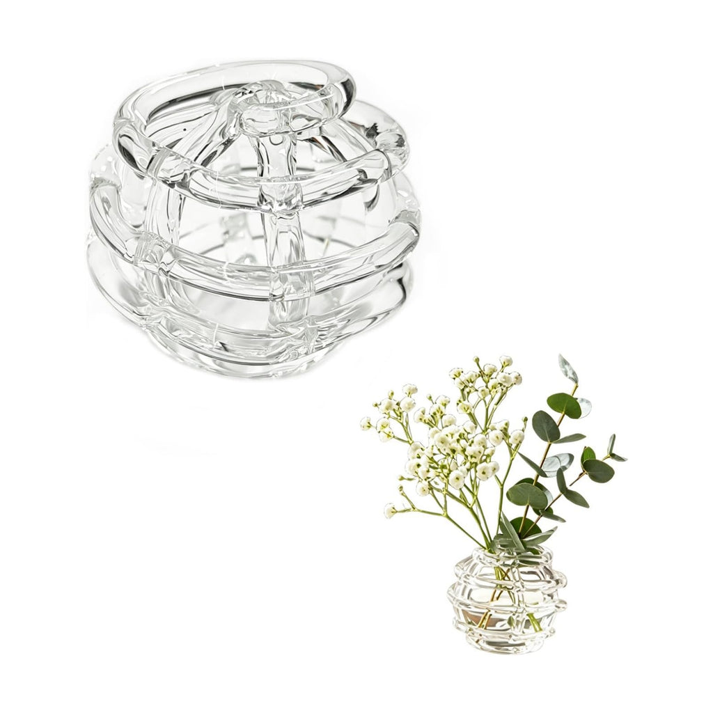 Modern Glass Flower Frog,Floral Stem Holder with Irregularly Ring Design