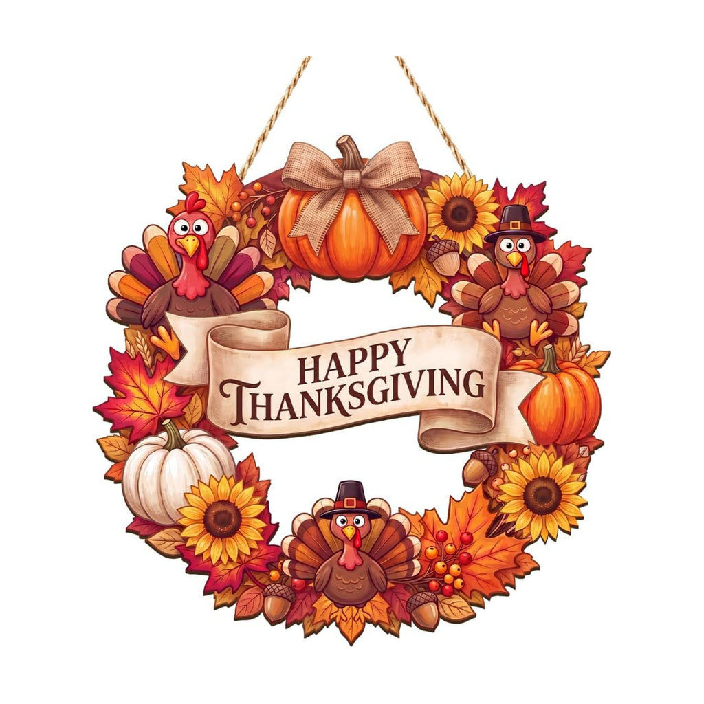 Thanksgiving decorations For Home Turkey Wreath Door Happy Decor Wood Sign