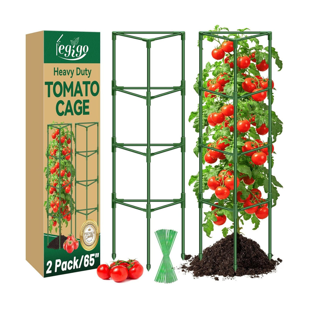 2 Pack 65 Inch Tomato Cage for Garden, Heavy-Duty Tomato Trellis Plant Support Stakes, Adjustable Garden Trellis Plant