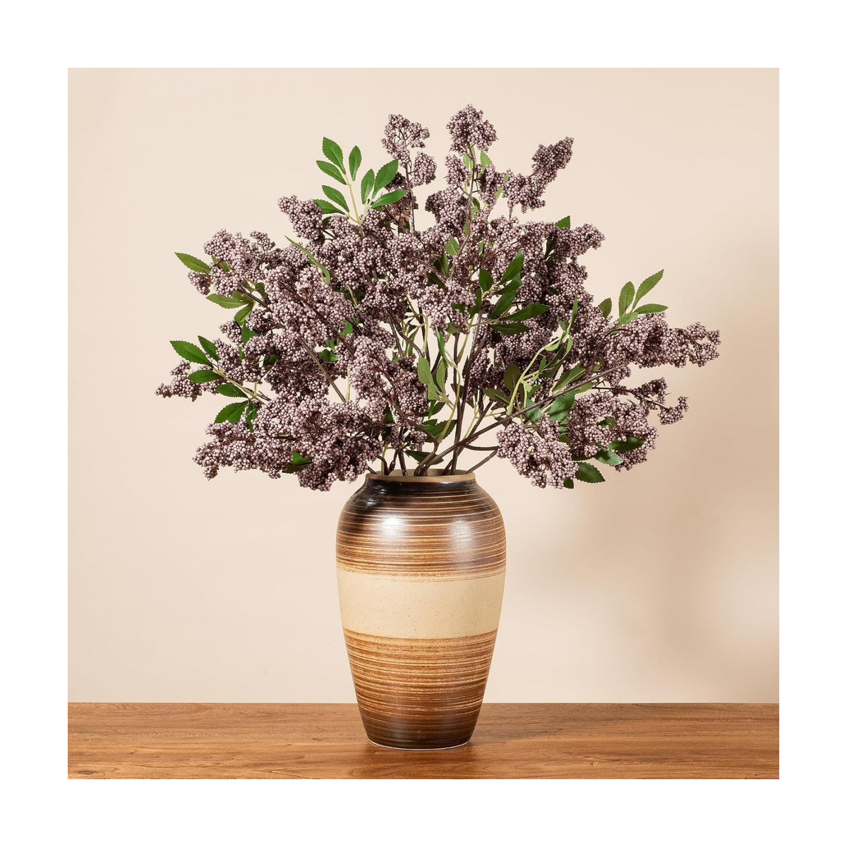 4 Pcs 31" Artificial Berry Stems, Faux Nandina Berries, Dusty Plum