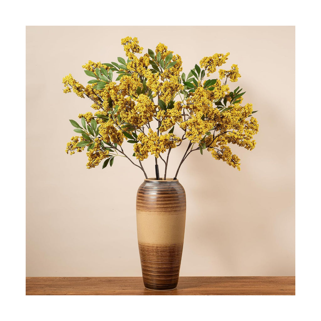 2 Pcs 31" Artificial Berry Stems, Faux Nandina Berries, Yellow