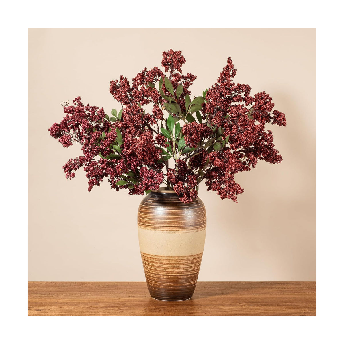 4 Pcs 31" Artificial Berry Stems, Faux Nandina Berries, Red