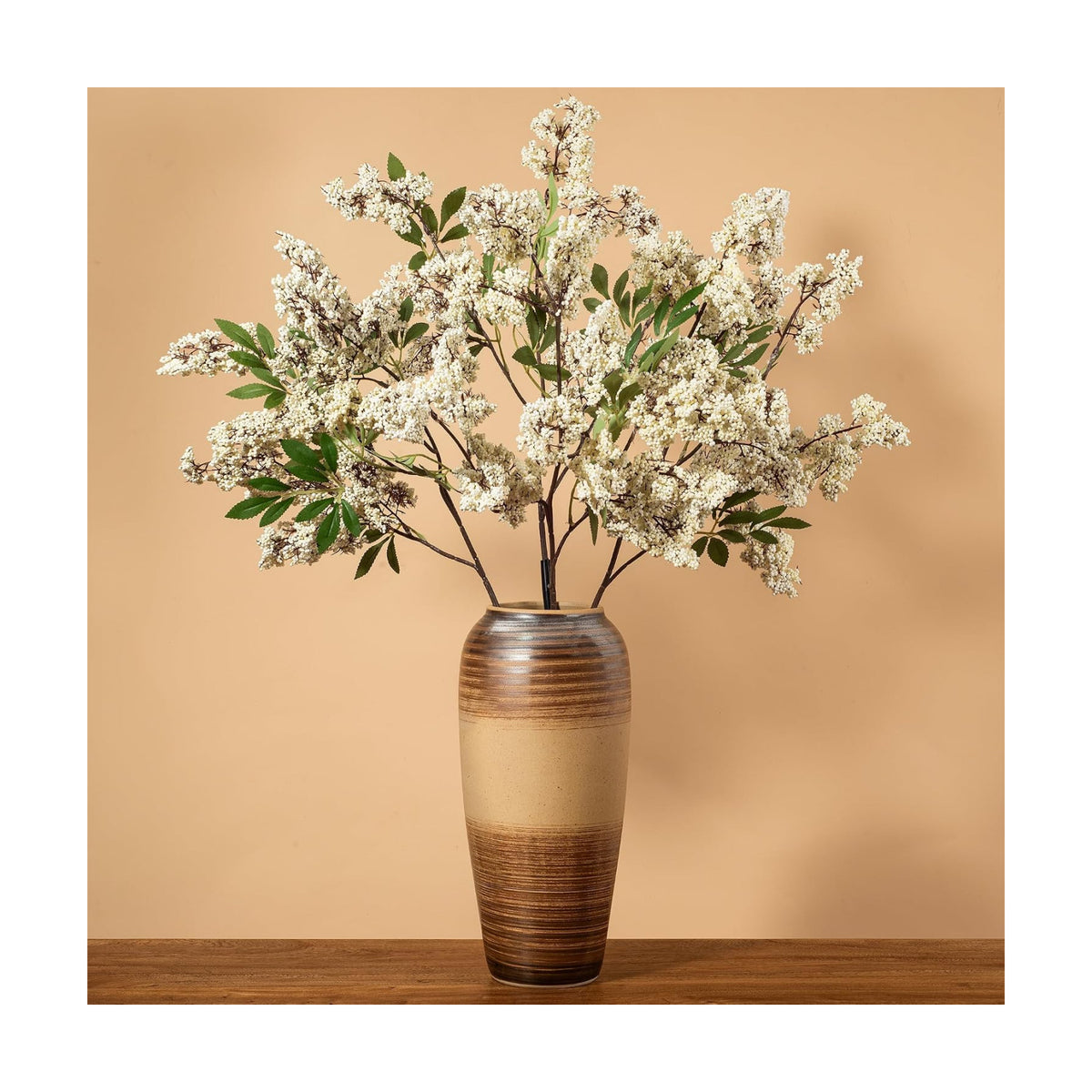 2 Pcs 31" Artificial Berry Stems, Faux Nandina Berries, Cream
