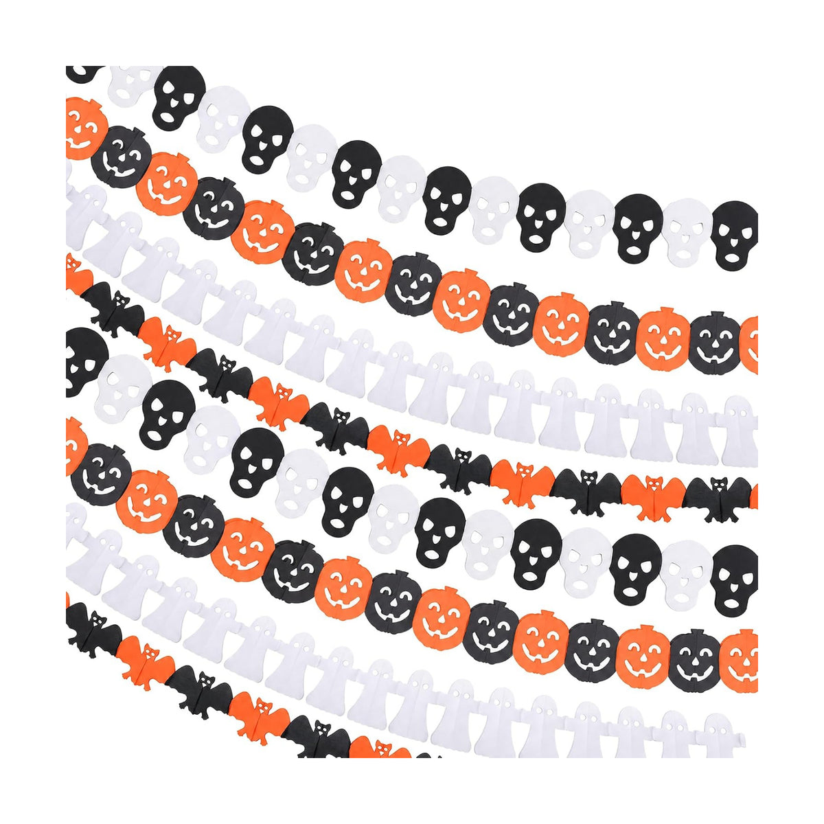 8 Pack Halloween Paper Garland Decoration Set, Pumpkin Ghost Paper Chain