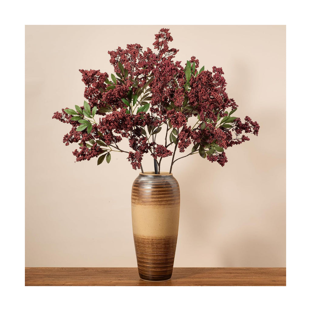 2 Pcs 31" Artificial Berry Stems, Faux Nandina Berries, Red