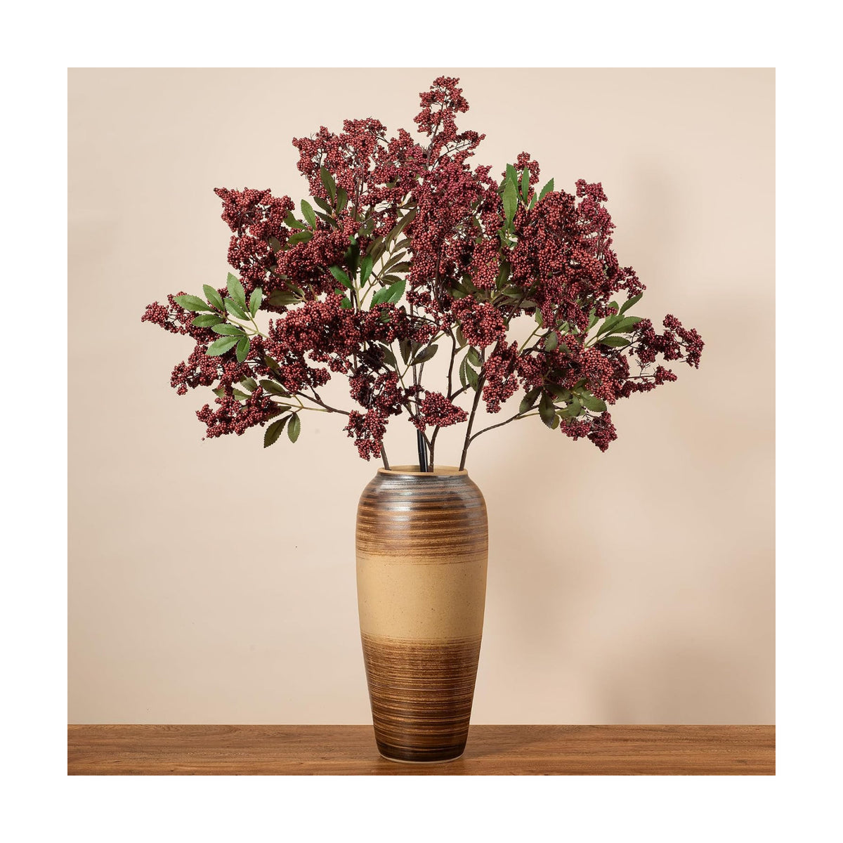 2 Pcs 31" Artificial Berry Stems, Faux Nandina Berries, Red