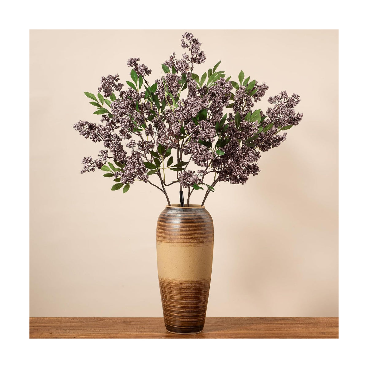 2 Pcs 31" Artificial Berry Stems, Faux Nandina Berries, Dusty Plum