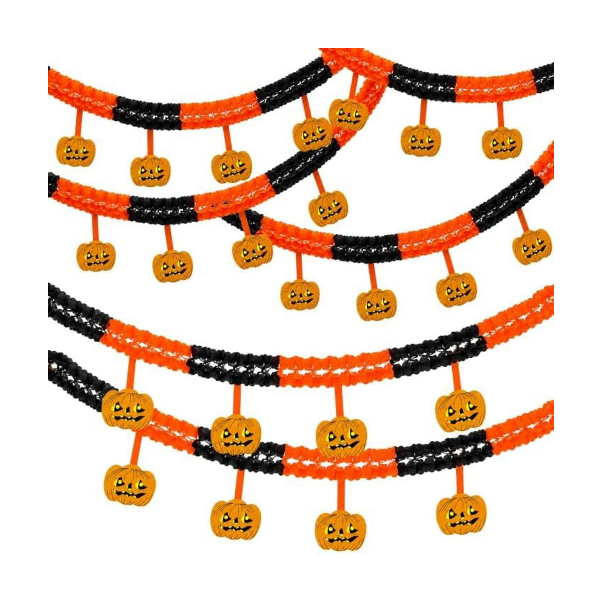 6 Pack Halloween Pumpkin Paper Chain Garland, Pumpkin Paper Garland Decor