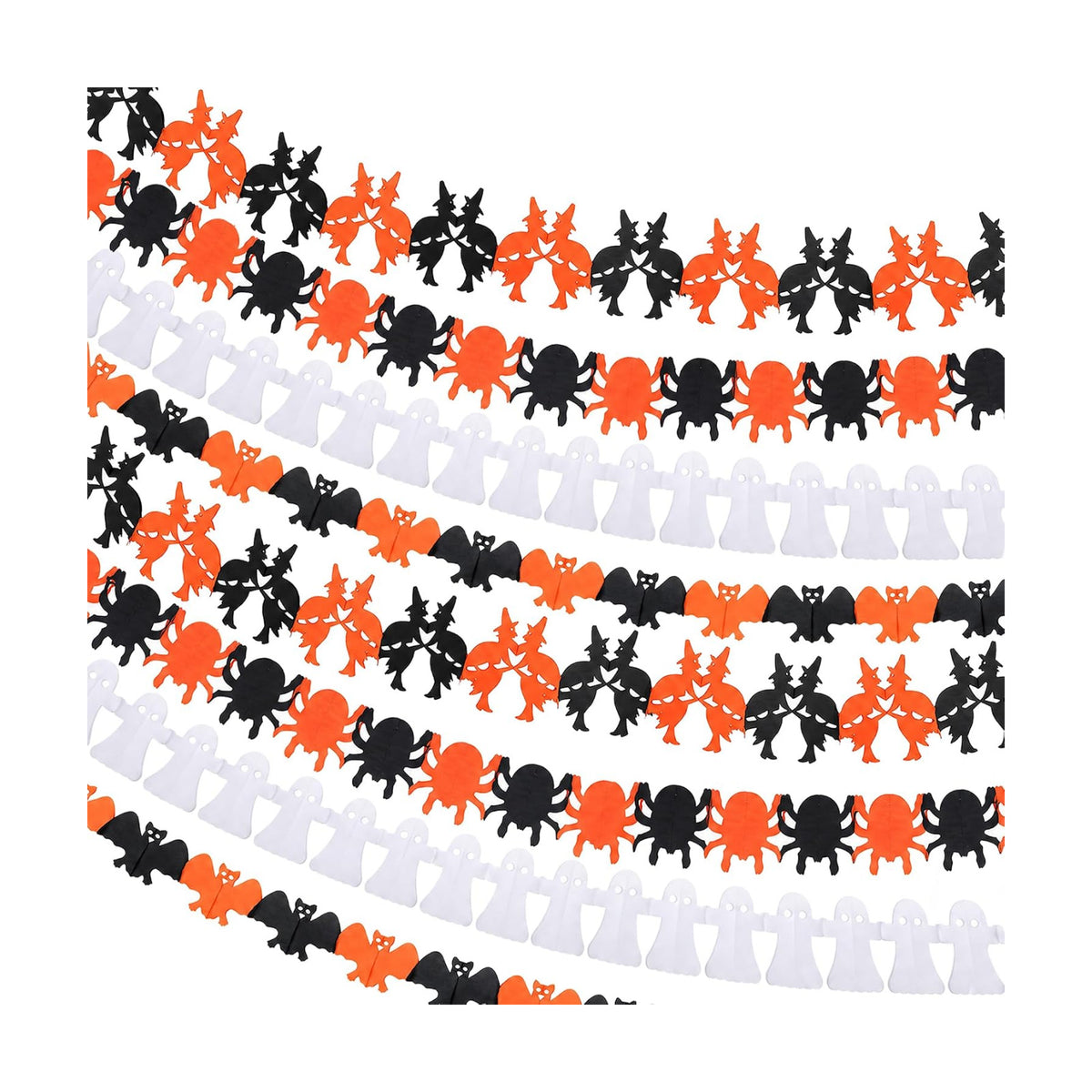 8 Pack Halloween Paper Garland Decoration Set, Witch Ghost Paper Chain