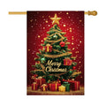 Large Christmas Tree House Flags Outside 28x40 Double Sided Burlap