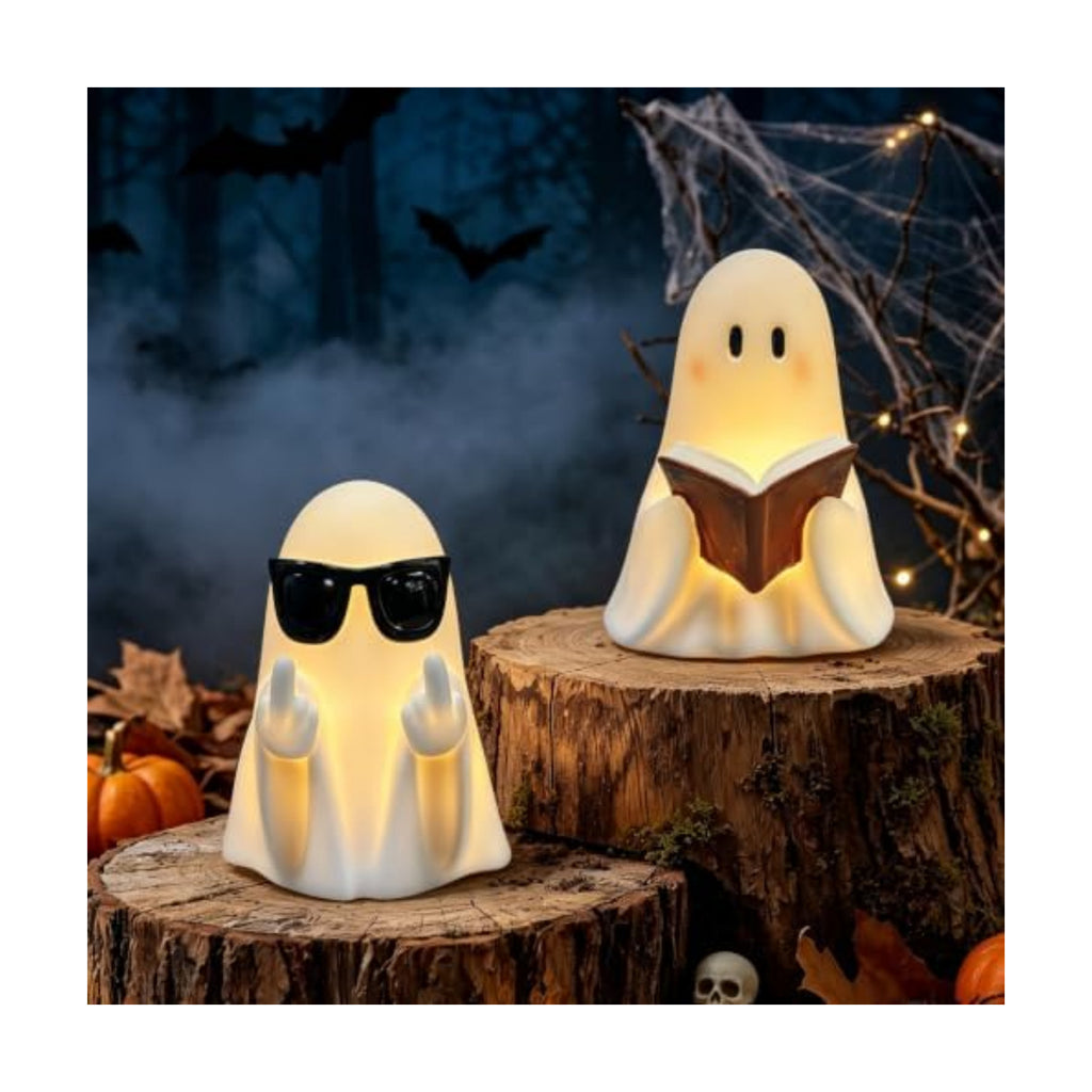 Eldnacele Halloween Ghost Flameless Candles Battery Operated with 6H Timer