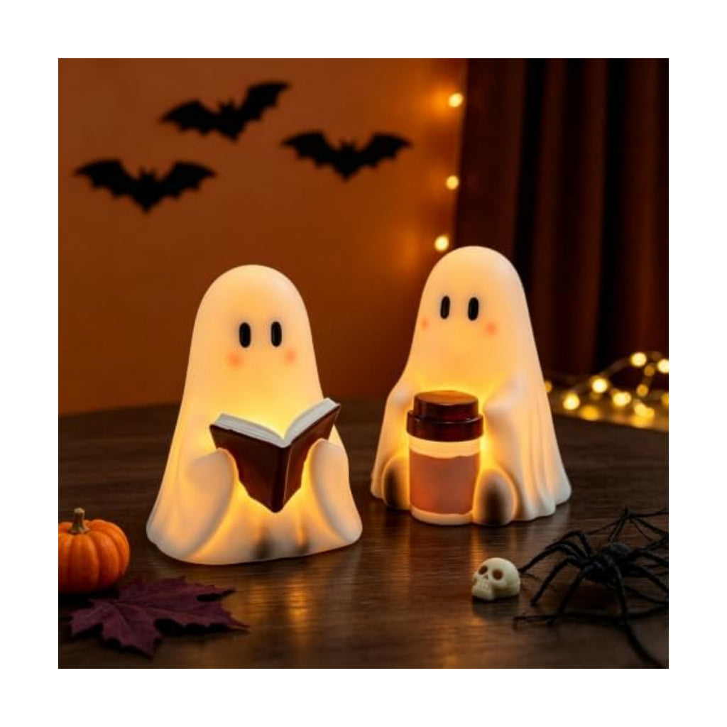Wondise Cute Ghost Halloween Flameless Candles with 6hrs Timer