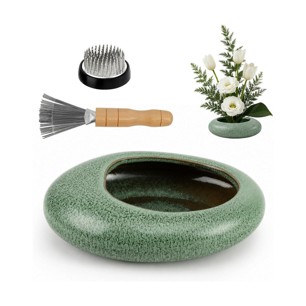 Ikebana Flower Frog Vase, Small Size Ceramic Water‑Drop Flower Pot