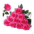 Nubry Artificial Silk Roses, 10pcs Lifelike Hot Pink Fake Rose