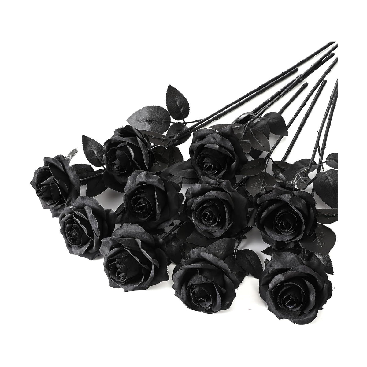 Nubry Artificial Silk Roses, 10pcs Fake Black Roses Bouquet