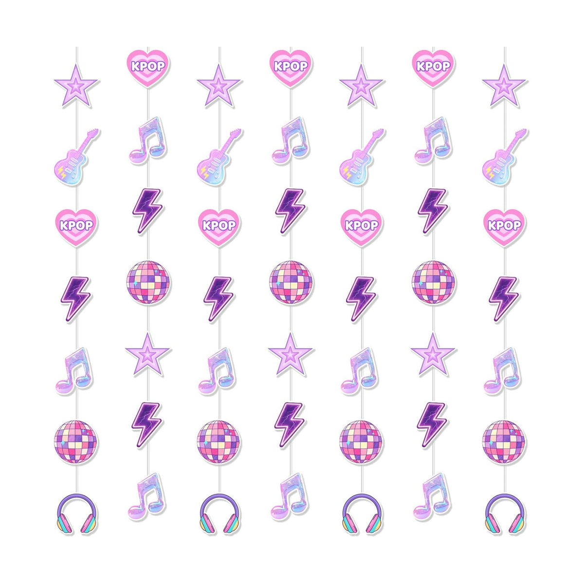 Xinnun 8 Pcs Kpop Birthday Decorations Garland Pink Purple Music Banner