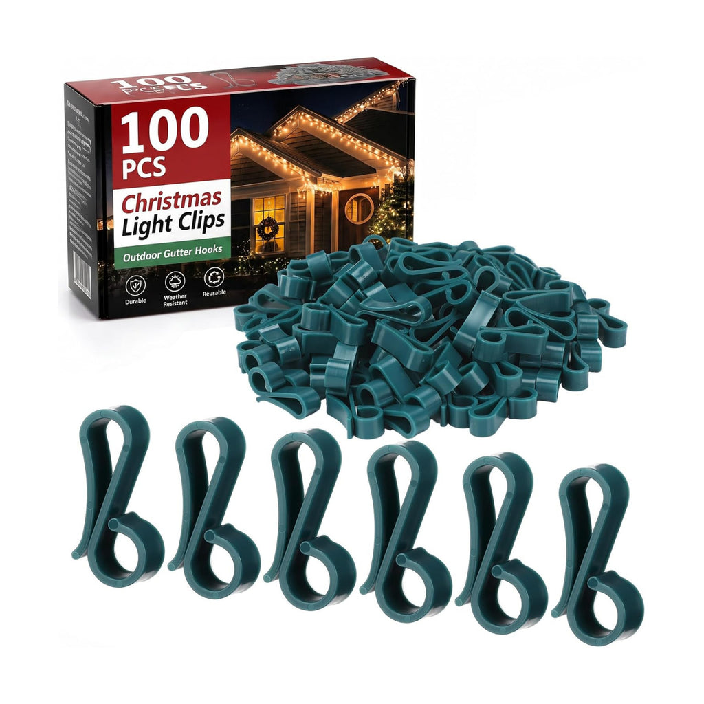 Namalu 100 Pcs Christmas Light Clip Outdoor Gutter Light Clip,Plastic,Green