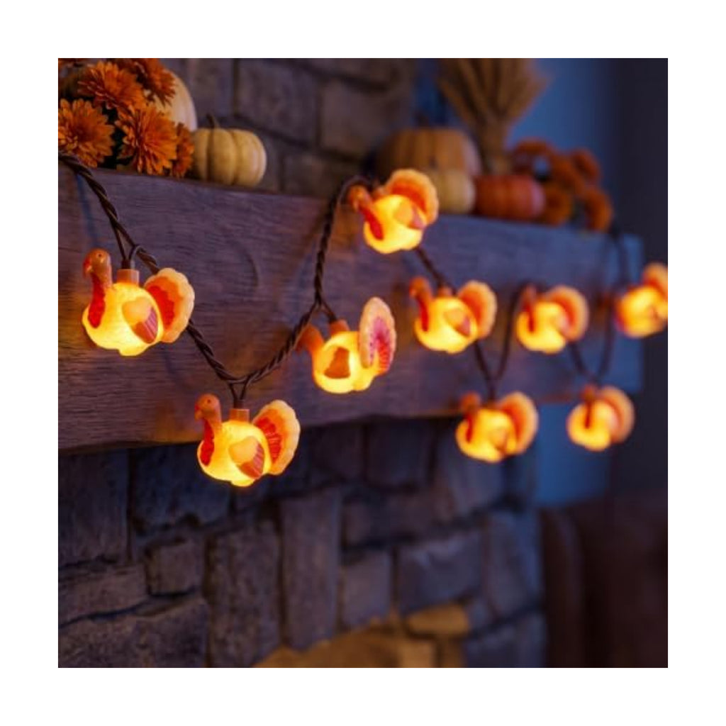 SUNSGNE Thanksgiving Turkey String Lights, 12FT 20 LED Fall Decor Lights