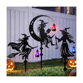 KODIBO Halloween Decor 3-Pack Metal Witch Yard Stakes with Solar Lanterns