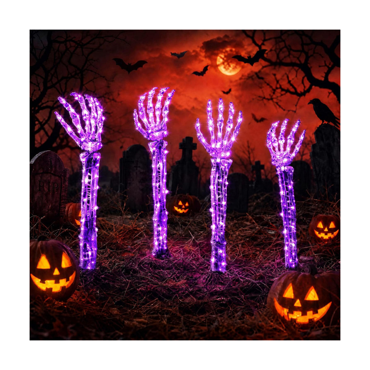 4-Pack Purple 160LED Skeleton Arm Halloween Outdoor Decor