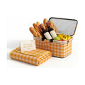 22L Collapsible Picnic Basket with Waterproof Blanket - Insulated Cooler Bag & Yellow Plaid Hamper Set - Includes