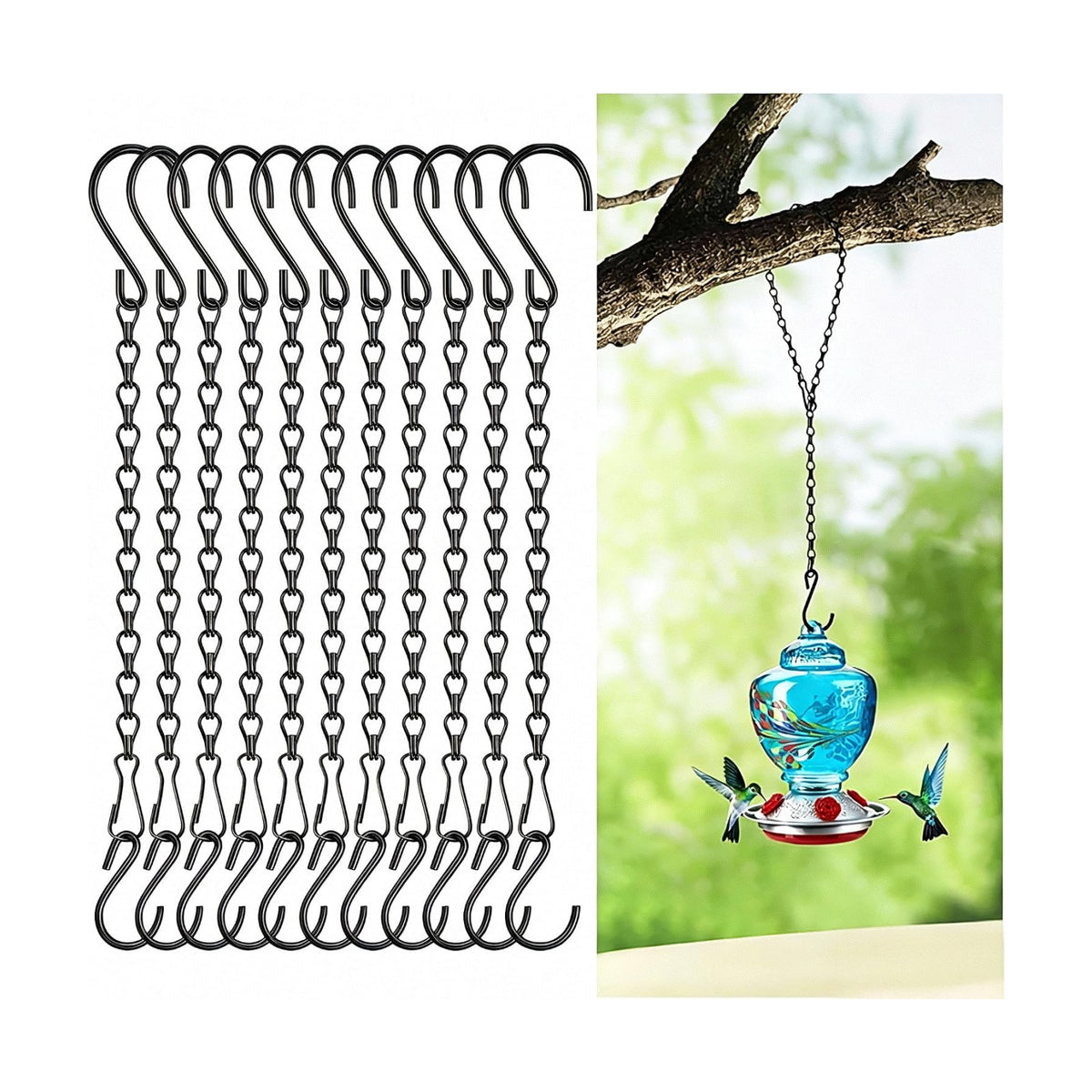 12 Pack 11 Inch Plant Hanger,Black Hanging Chains with S Hooks