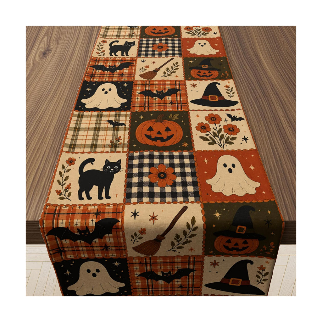 Halloween Party Decorations - Rustic Farmhouse Patchwork Table Runner
