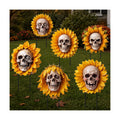 AceOrbit 6 Pcs Halloween Sunflower Skull Outdoor Decor Yard Sign with Stake
