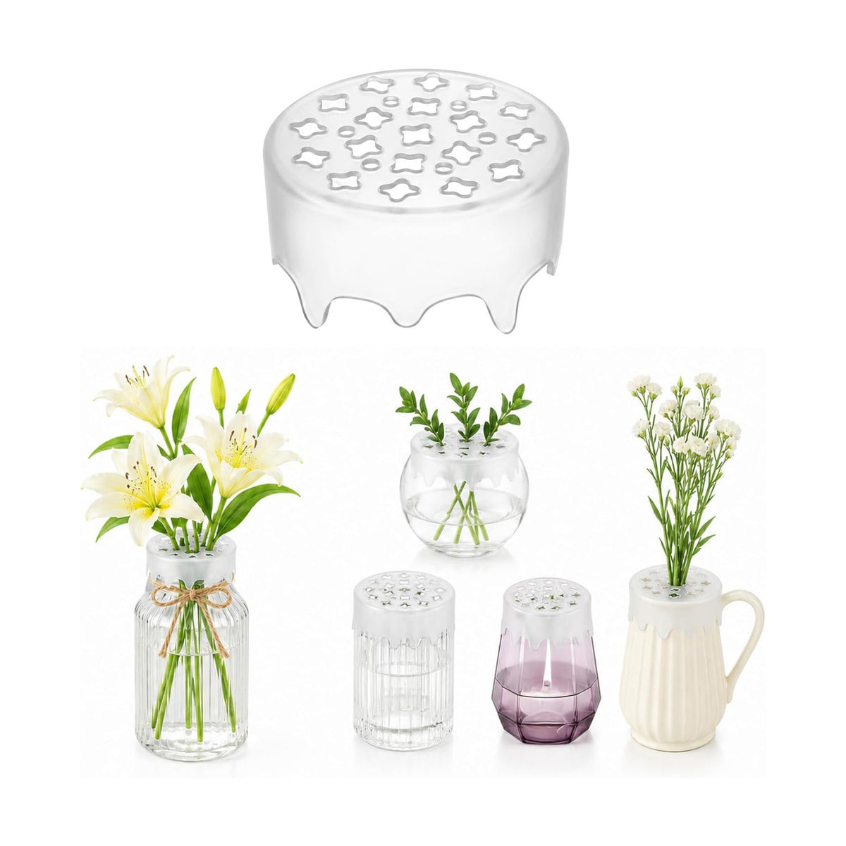 Flower Grid for Vase Silicone, Reusable Silicone Grid for Vase