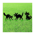 GLOBLELAND 3 Pcs Halloween Cats Dog Garden Stakes Black Cats Dog Silhouette Metal Decorative Garden Stakes Metal Yard Signs Halloween Animal Decorations for Holiday Lawn Patio Yard Decor