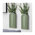 Dnnnii 2 Pack Wooden Wall Vase Set - Green Finish Modern Farmhouse & Boho Wall Decor for Entryway, Hallway, Bathroom, Living Room, Dining Room, Narrow Spaces