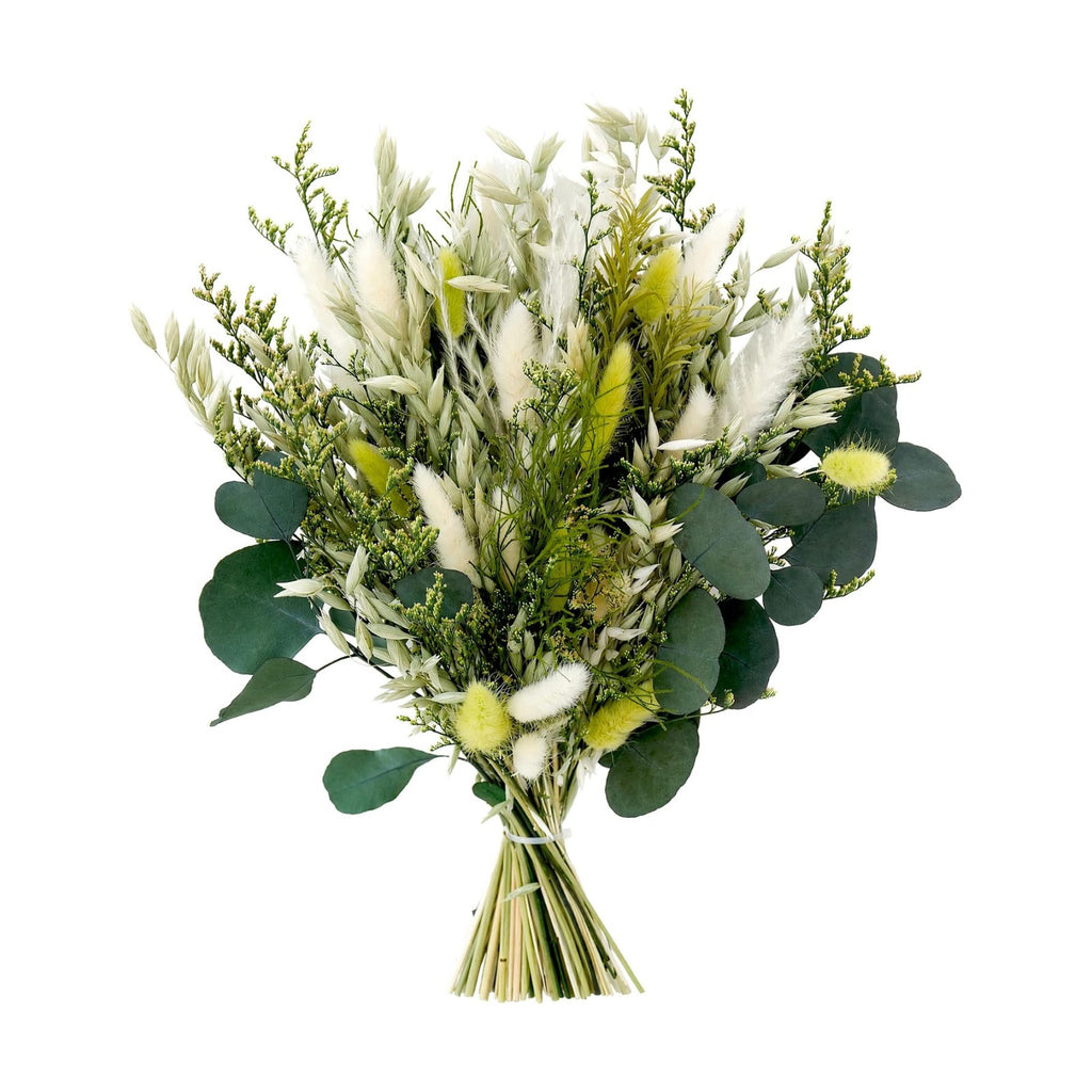 Umero Dried Flower Bouquet, 17in Green Boho Flower Arrangement Vase Decor
