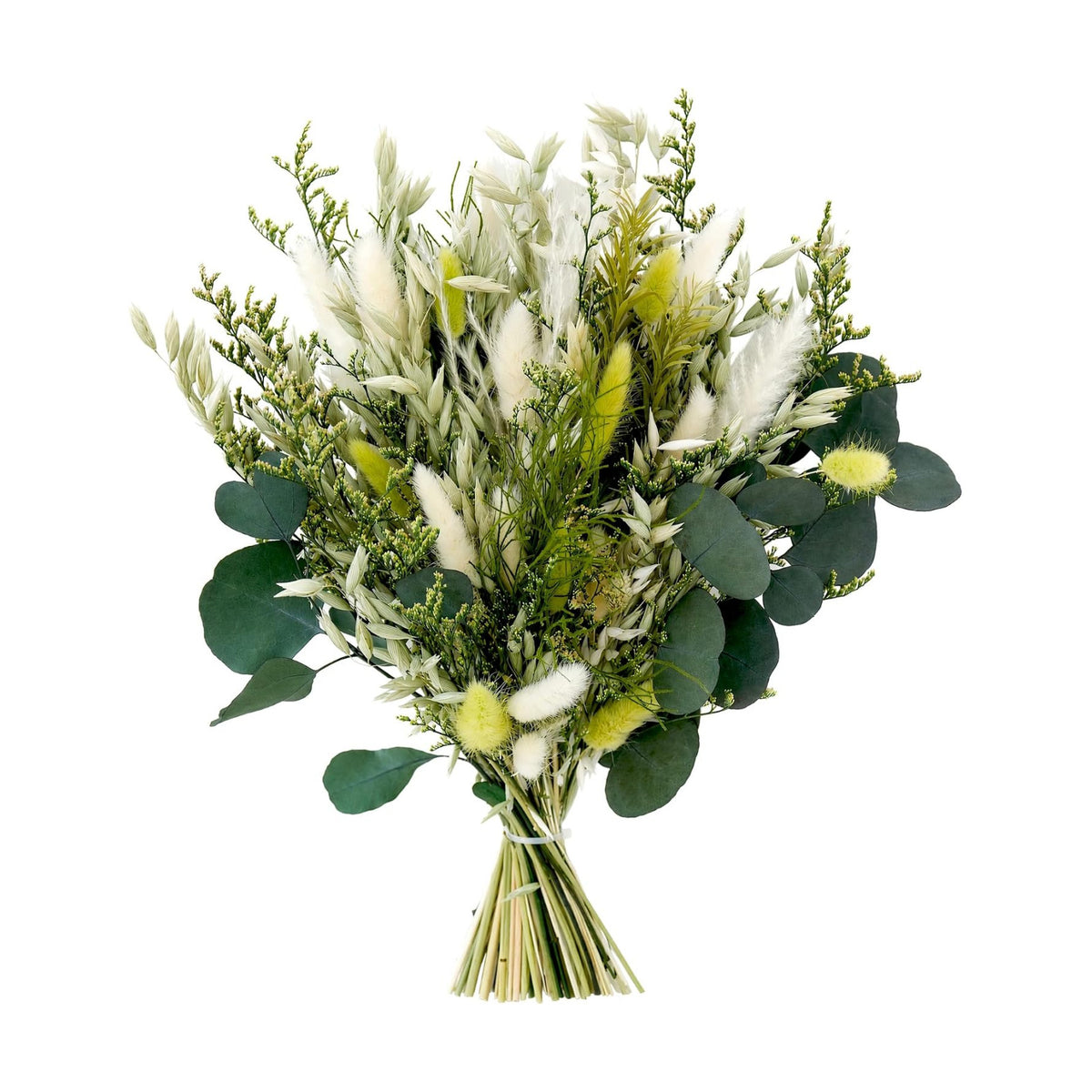 Umero Dried Flower Bouquet, 17in Green Boho Flower Arrangement Vase Decor